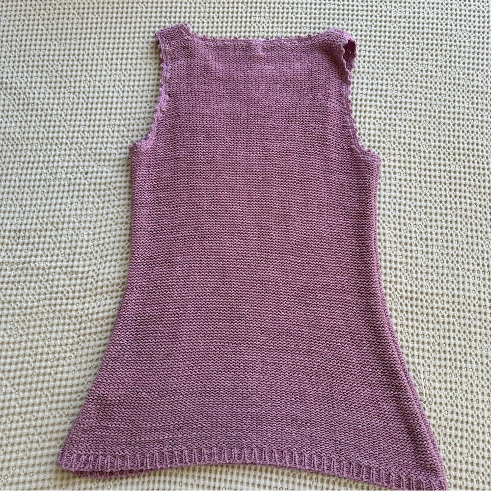 Vintage 90s Style ML Classics Purple Knit Tank Top, Y2K Boho Sweater Top - Picture 4 of 8
